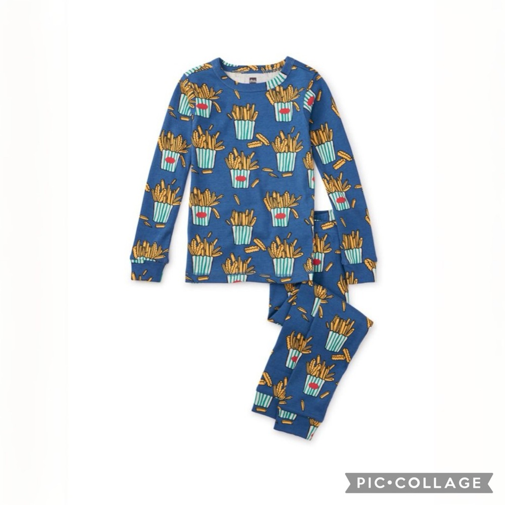Tea Collection Goodnight Pajamas | Kids Size 7 | French Fry Print🍟 | Soft